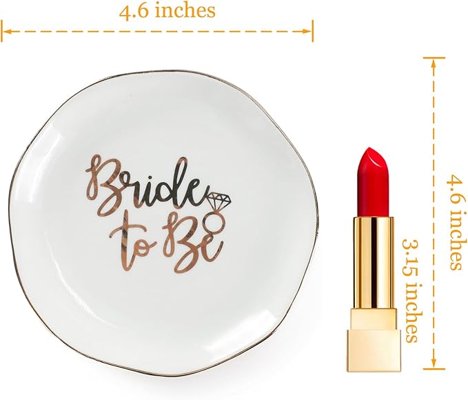 Wedding Ring Dish For Bride-Bride To Be Jewelry Dish Tray-Ceramic White