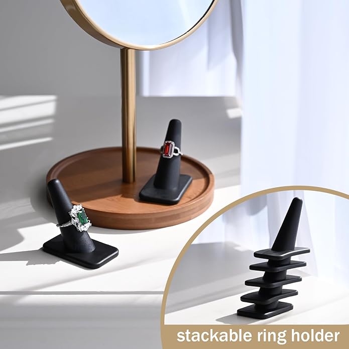 MOOCA Jewelry Display Set, Necklace Display Bust, Earring Organizer, Ring Holder Stand for Showcase and Store, Premium Fabric