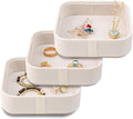 SANQIANWAN Set of 3 Small Stackable Jewelry Organizer Trays Mini Jewelry Drawer Oragnizer Small Jewelry Display Tray for Necklace Bracelet Rings Earrings and Makeup (White)