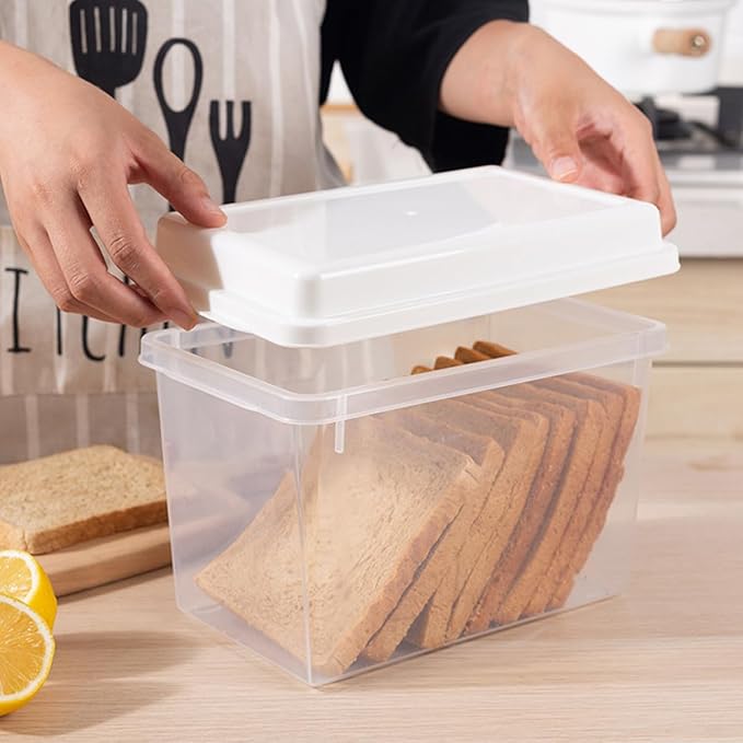 2pcs Transparent Bread Storage Box with Lid Countertop Bread Bin for Kitchen and Cheese Holder Smooth Rounded Edges Food Storage Organizer