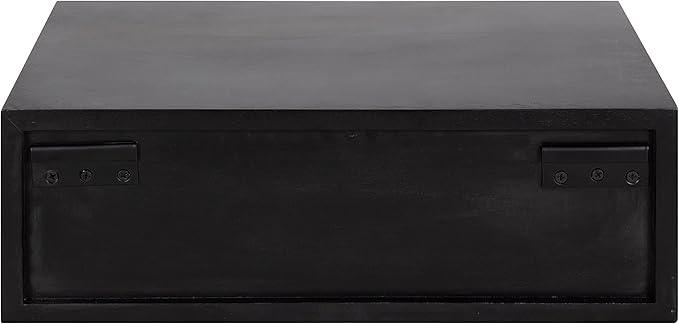 Kate and Laurel McCutcheon Floating Wood Storage Shelf, 18 x 12 x 6, Black, Decorative Transitional Floating Bedroom Nightstand with a Concealed Cubby Compartment