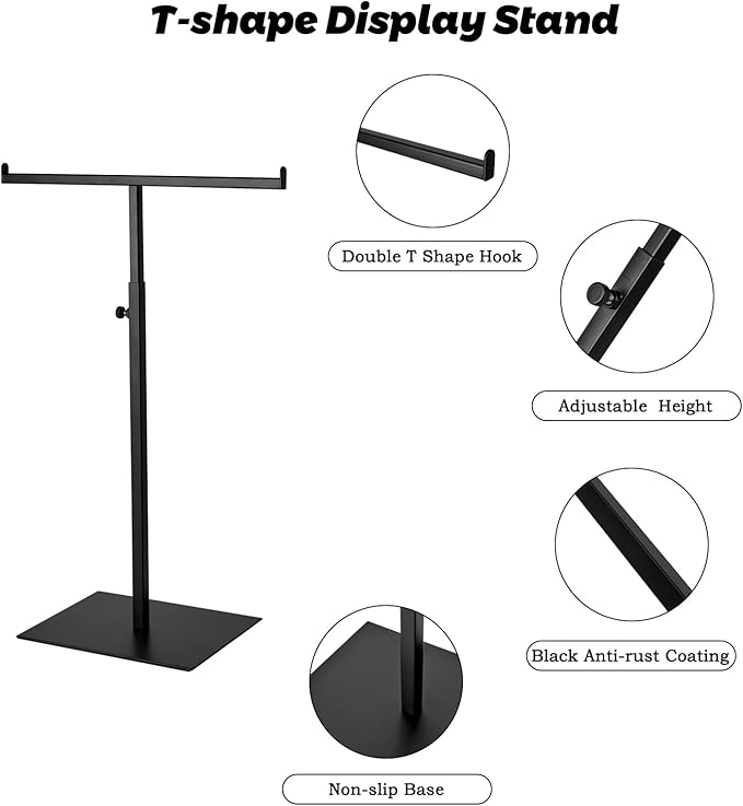 Purse Display Stand Jewelry Tower Stainless Steel Handbag Stand Jewelry Stands Tabletop for Necklaces Organizer Stand Adjustable Height Home Store Boutique, Black