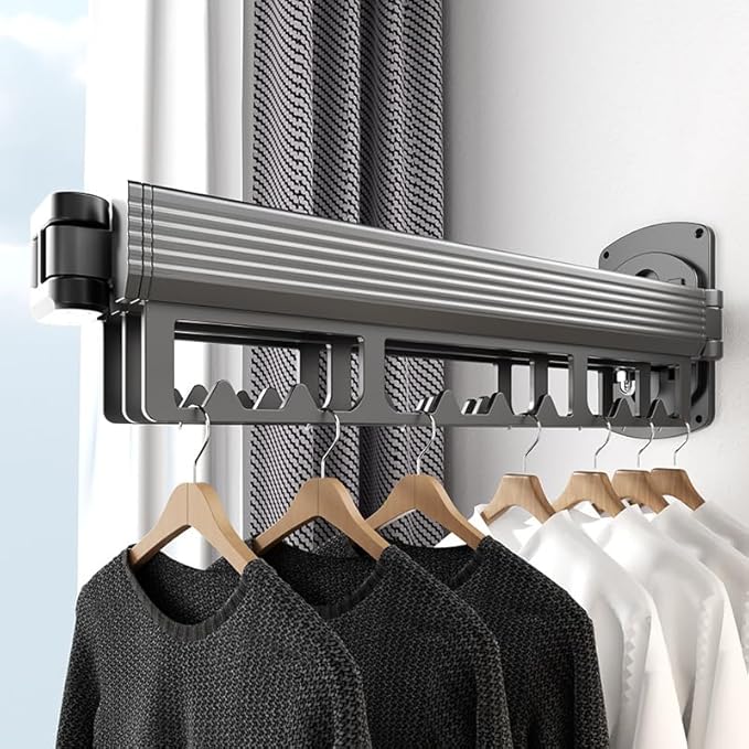 Mounted Wall Drying Rack, Laundry Hanger Dryer Rack, Laundry Hanger Rack, Wall Mounted Clothes Rack, Laundry Room Hanging Rack(Foldable/High-Bearing/Never Fall Off/Third Generation/Grey)