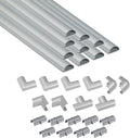 D-Line 157in Cord Cover Kit, Self-Adhesive Wire Hiders, Cable Raceway to Hide Wires on Wall, Electrical Cable Management - 10x 15.7 Lengths & 19 Accessories - 1.18" (W) x 0.59" (H) - Gray
