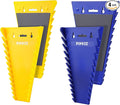4-Pack Magnetic Wrench Organizer, 48-Slot Wrench Rack Tool Trays, Durable ABS Wrench Holder for Tool Box Drawer Chest, SAE (1/4" to 1-1/16") & Metric (6 to 24mm), Yellow/Blue