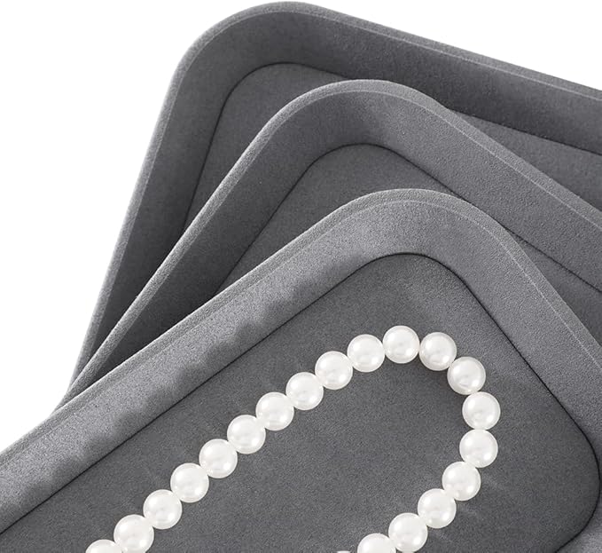 Jewelry Display,Yinbeini Microfiber Valet Tray,Luxury Jewelry Drawer Organizer,Premium Flat Tray,Grey Jewelry Tray