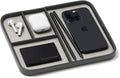 Nordik Leather Valet Tray - Sahara Gray - 9.5 x 7.9 Inch Medium Vegan Leather Tray - Stylish Nightstand Organizer for Men - Modern Bedside Caddy - EDC Catchall for Key Watch Wallet Jewellery