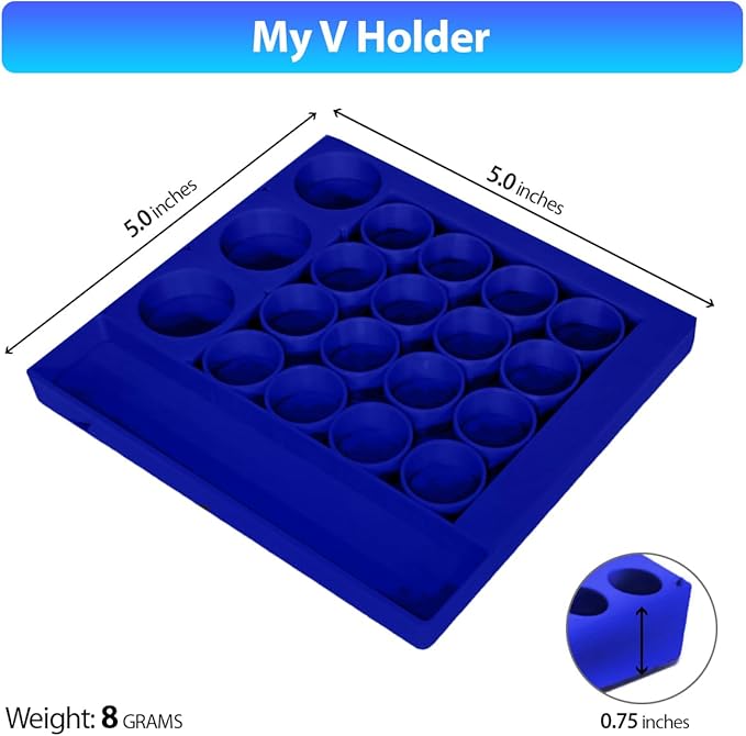 Vial Holder for Refrigerator Use | Home Vial Organizer Tray for Peptide– 5"x5"x0.75", Lightweight (8g) (Blue)