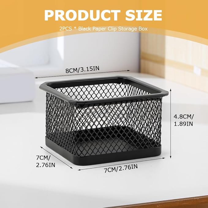 Paper Clip Holder for Desk, Paperclip Holders Mesh Paperclip Dispenser Organizer for Desk Binderclip Bobby Pin Holder Container for Home Office School(SIZE:2pcs)