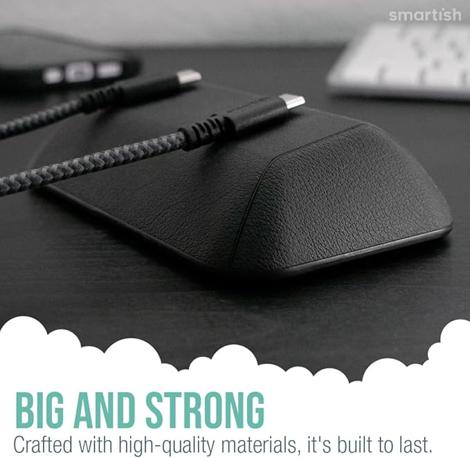 Smartish® Magnetic Cord Holder - Bigger Cable Wrangler Stocking Stuffer Organizer with Magnet Clips for Charger Management on Desktop, Nightstand - Holds 6+ Cables - Black Tie Affair