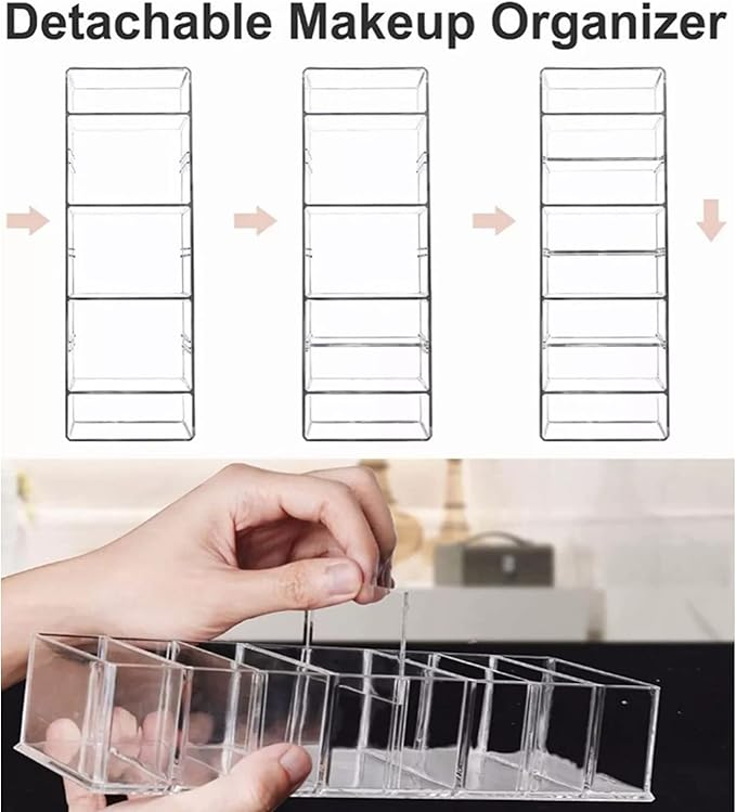JUOPZKENN Transparent Acrylic Makeup Stand,8 Spaces Eyeshadow Palette Organizer,Cosmetic Storage Holder Display Stand Rack for Bathroom Countertop Vanity