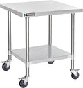 DuraSteel 30x30 NSF Stainless Steel Cart - Heavy Duty Rolling Food Prep Table with Undershelf - Metal Utility Cart for Commercial Restaurant Kitchen, Laundry, Outdoor Portable BBQ Grill