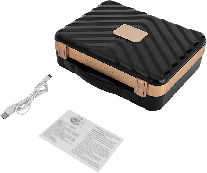 Portable Makeup Box, 11.42 * 3.54 * 8.66 In Travel Makeup Train Cases Cosmetic Organizer Portable Make Up Storage Box with Led Mirror for Makeup Artists Hair Stylists Nail Technicians (Black)
