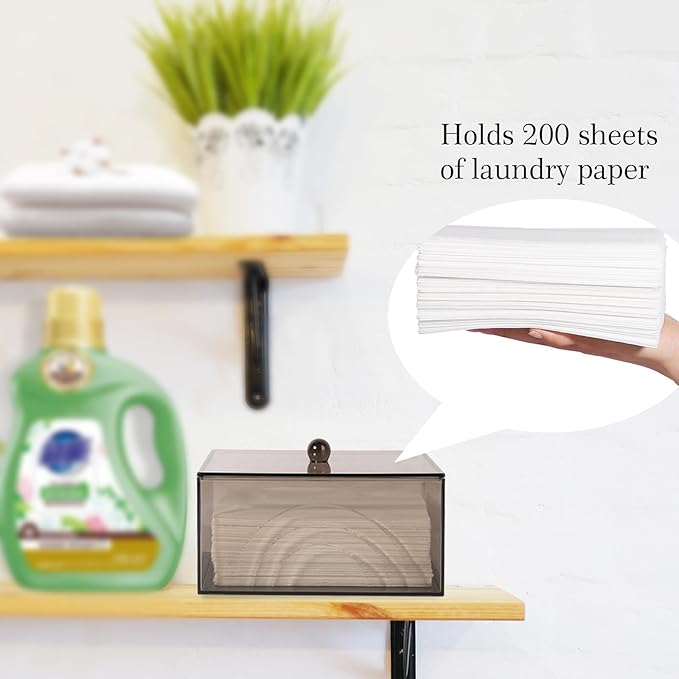 zoocatia Laundry Dryer Sheet Holder Clear Detergent Pods Container Dryer Balls Dispenser with Lid, Acrylic Plastic Storage Box for Laundry Room, Grey