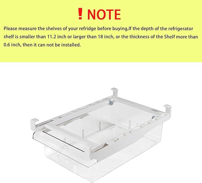 YekouMax Fridge Drawer Organizer, Refrigerator Organizer Bins, Pull Out with Handle, Fridge Shelf Holder Storage Box, Clear Container for Food,Drinks,Fit for Fridge Shelf Under 0.6" (2 Pack Medium)