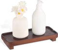 Wood Riser Small Decorative Tray Sink Soap Dish, Vanity Tray Pedestal Stand 10 x 4.5 inches (Dark Brown)