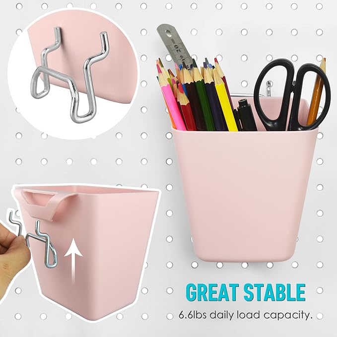G.CORE Peg Board Organizer 21 Pack, Pegboard Accessories with Baskets Cups Hooks - 1/8" & 1/4" Peg Board Wall Tool Organizers, Utility Holders & Hangers for Garage Craft Workbench