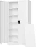 Letaya Metal Garage Storage Cabinets with Lock Door and Adjustable Shelves, Steel Tool Cabinets for Home,Office,Warehouse Organisieren (White, 72" H)