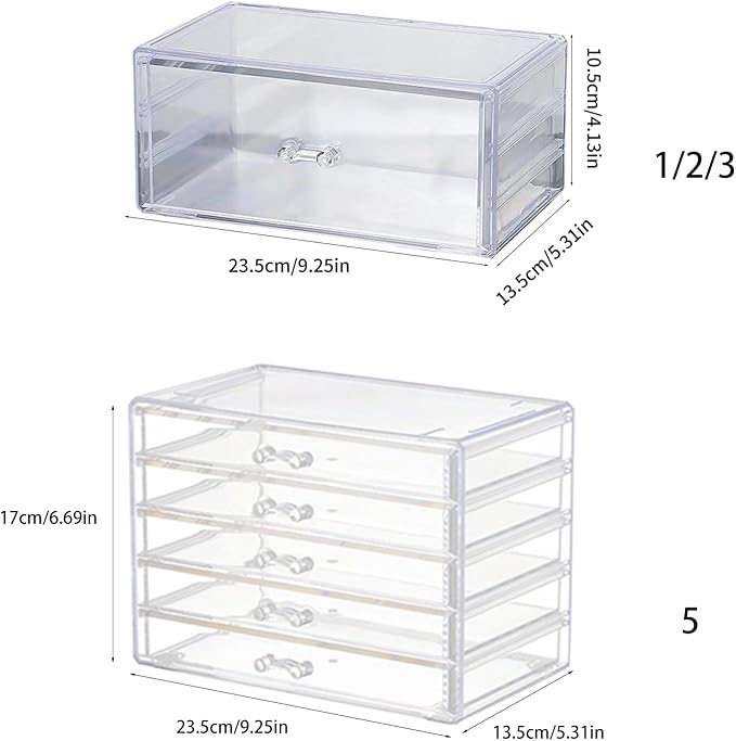 Space Saving Acrylic Cosmetic Storage Drawers Multi Drawers Acrylic Organizer Modern Jewelry Organizer for Organizing Cosmetics and Jewelry