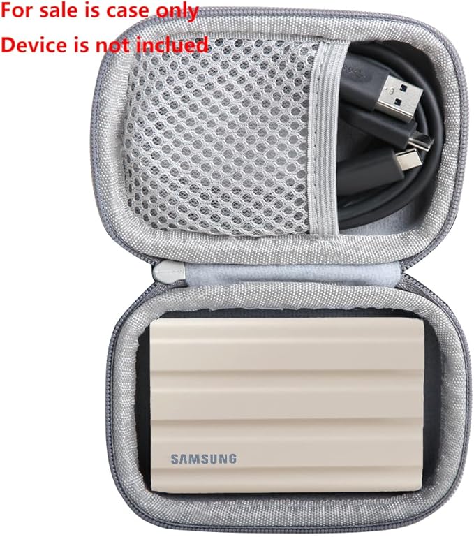 Hermitshell Hard Travel Case for Samsung T7 Shield 2TB / 1TB / 4TB, Portable SSD, USB 3.2 Gen2 External Solid State Drive (Grey, Case for 1 Hard Drives)
