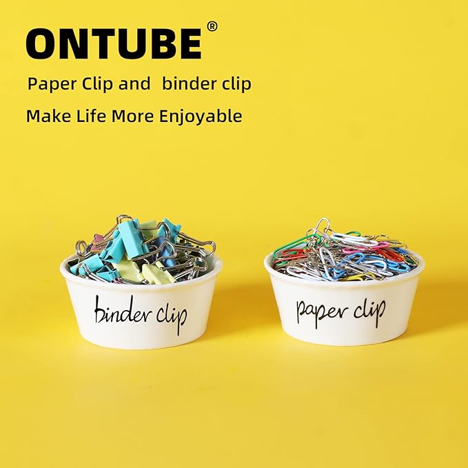 ONTUBE Ceramic Paper Clip Holder and Binder Clip Holder Set (White)