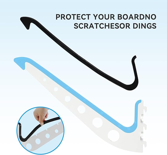 1 Board Surf Rack Wall Mount for Surfboard, Wakeboard, Snowboard Storage Adjustable Wall Hangers Boards Display,White