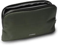 Olive Expandable Desk Storage Pouch – Fold-Down Access Panel, Pen Loop, Recycled Water-Resistant Material – Self-Standing Organizer for Office, Travel, Tech Gear