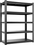 5-Tier Garage Storage Rack 35”D X 17.7”W X 72”H 2500LBS Capacity Industrial Shelving Unit Heavy-Duty Metal Shelf (Black)