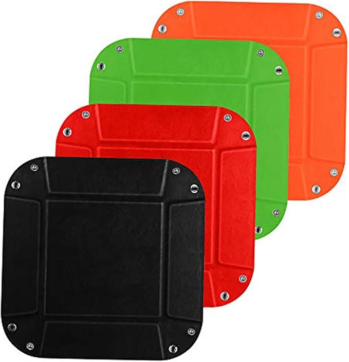 siduater Valet Tray Desktop Storage Organizer – Vegan Leather Catchall Tray Bedside Vanity Tray Nightstand Caddy Holder for Remote Controller, Watch, Keys, Phone, Wallet, Coin, Jewelry, Red