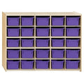 Contender 25 Trays Birch Hardwood Shelving Unit with Purple Bins, Kindergarten, Home-School, Daycare Organizer for Toys, Art and Craft Supplies [ Fully Assembled ]