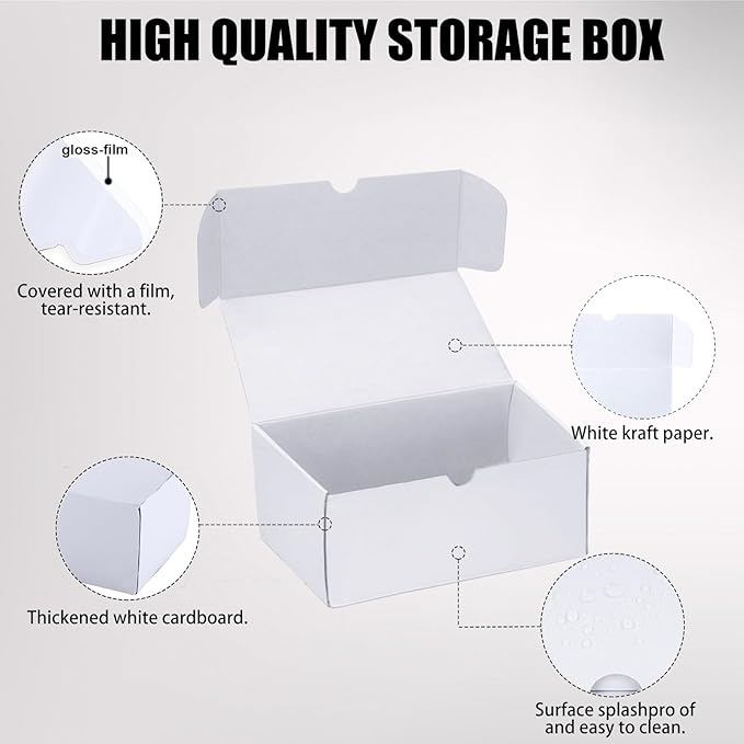 Toploader Trading Card Storage Box, 10-Pack 100 Count White Corrugated Cardboard Bulk Sports Top Loaders Storage Box for TCG/Magic/Mtg Basketball Cards, Collectible Trading Card Organizer