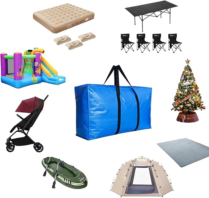155 Gallon Extra Large Storage Bags, Jumbo Moving Storage Bags, Foldable Big Blue Waterproof Outdoor Patio Cushion Storage Bag, 60x30x20inch - 1PACK