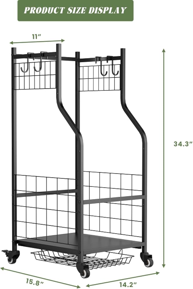 Golf Organizer for Garage, 3 Bag Golf Bag Holder Stand with Shelves & Club Rack, Multi-Functional Adjustable Golf Equipment Storage System