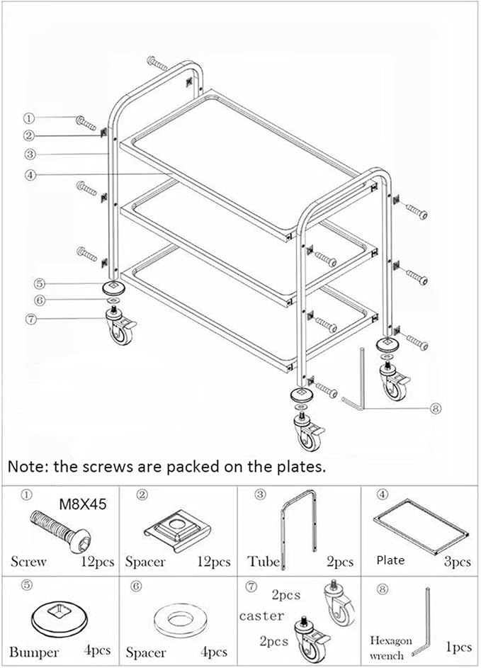 tonchean Stainless Steel Utility Cart 400 lbs Capacity 3 Tier Restaurant Carts with Lockable Wheels Serving Rolling Carts for Restaurant Catering Home Commercial Grade & Easy Assembly 30x16x33 inch