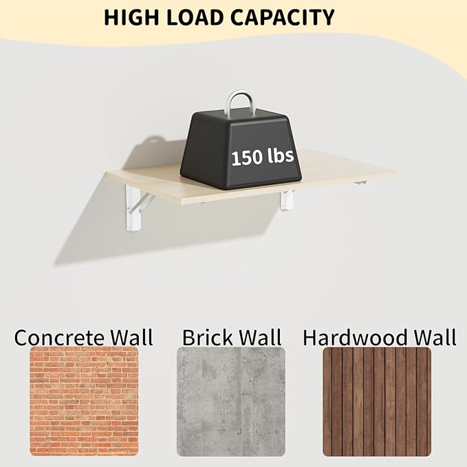 GOYLSER Laundry Room Wall Mounted Folding Table, Kitchen Restaurant Home Bar Work Table, Waterproof Easy to Install and Clean