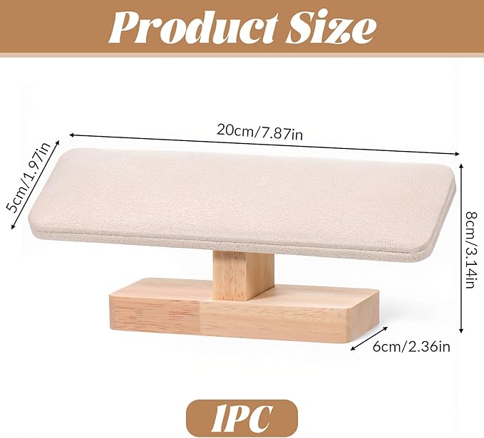 Wooden Watch Display Stand Wood T-Bar Bracelet Display Stand Jewelry Organizer Holder with Faux Suede Surface for Watches, Bangles, Scrunchies, Home Use, Retail Displays Selling 7.6x1.9x3.5inch