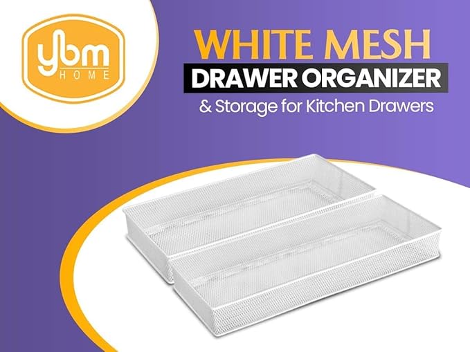 YBM HOME Silver Mesh Drawer Cabinet and or Shelf Organizer Bins, School Supply Holder Office Desktop Organizer Basket (2, 6x12x2 Inch)