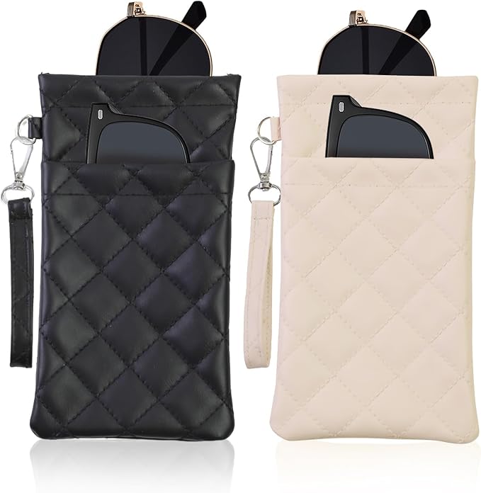 Double Eyeglass Case Soft Dual Glasses Case for Women Men Travel Squeeze Top Sunglasses Cases Eyeglasses Pouch