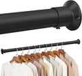 Closet Rod,18 to 80 Inches Matte Black Closet Rods for Hanging Clothes Heavy Duty Closet Hanging Rod Adjustable Closet Poles for Wardrobes,RV,Laundry