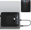 Lacdo Portable External Hard Drive Carrying Case, 2-Pocket Stick on Pouch Holder for Laptop, Fit 2.5" Seagate, WD, Toshiba External HDD, SSD, Wireless Mouse,Cable, Sleeve with Reusable Adhesive, Black