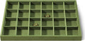 Velvet Stackable Jewelry Display Tray, 24 Grid Earring Ring Storage Tray, Drawer Divider Jewelry Accessories Organizer Plate (Olive Green)
