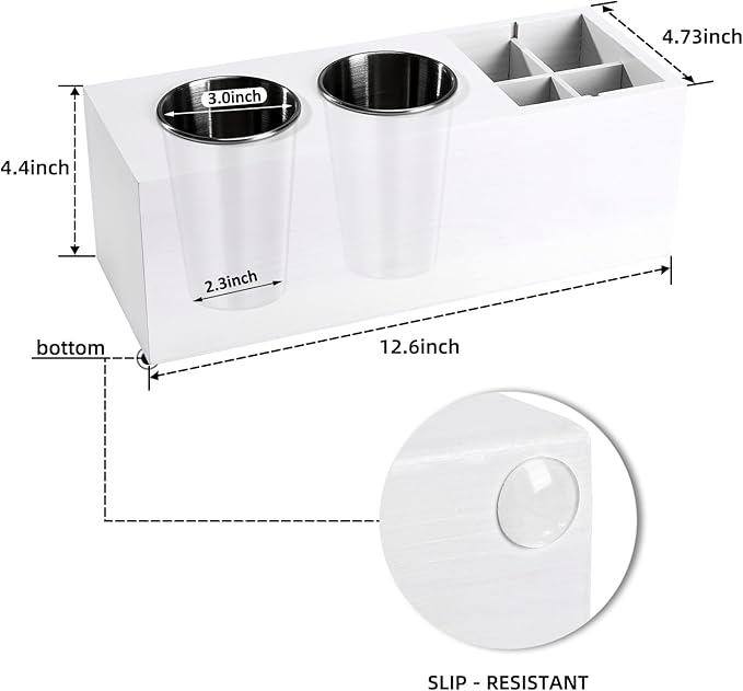 Hair Dryer Countertop Holder, Hair Tool Organizer Wall Mount, Blow Dryer Holder Cabinet Door Organizer, Bathroom Countertop Blow Dryer Holder and Curling Iron Holder (Cedar Wood, White)
