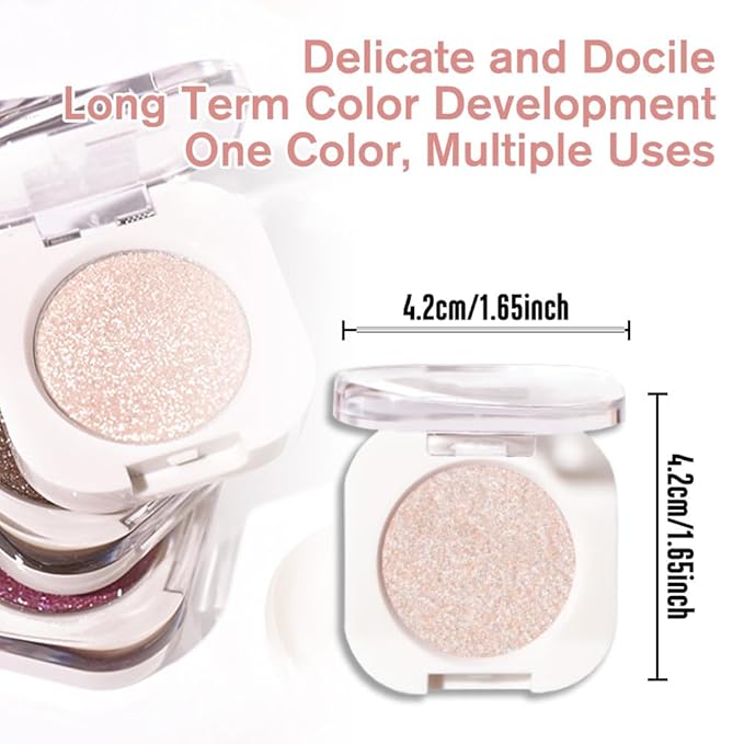 Pear White Shimmer Single Eyeshadow Makeup, Neutral Powde Eye Shadow for Women, Sparkly Pearl Glitter Singles Eyeshadow Palette Pigmented Waterproof, sombras para ojos, Girls Christmas Gifts 23