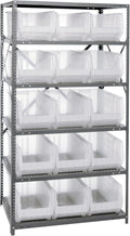 Quantum Storage Systems 2475-953CL Solid Heavy Duty 6 Shelves 15 Hulk Clear Bins 75" H x 36" W x 24" D