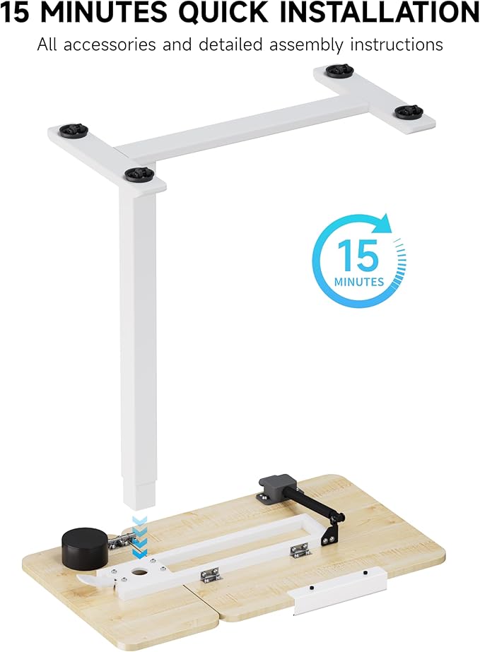 BZIUM Overbed Bedside Table with Hidden Wheels, Adjustable Medical Tilt Top Hospital Bed Table Over The Bed, Rolling Desk Mobile Standing Desk for Hospital&Home Use (Maple)