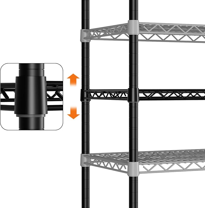 SINGAYE 4 Shelves Adjustable Shelf Heavy Duty Shelf 1400LBS Wire Storage Shelving Metal Organizer Wire Rack Black 18Dx46Wx59H
