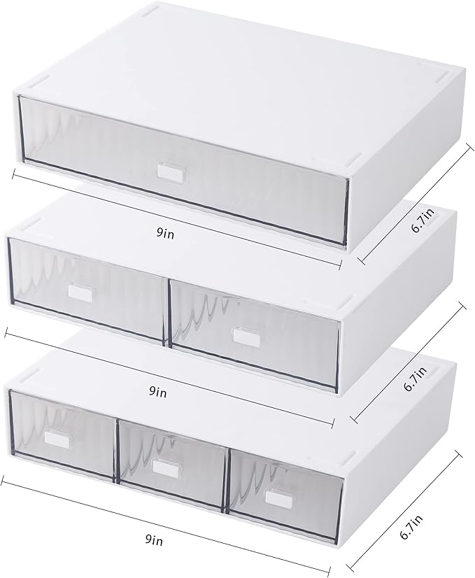 Desk Organizer Stackable Storage with 6 Drawers Stackable Drawers for Desk Storage, Makeup Storage Accessories, Desktop Accessories with Drawers, White