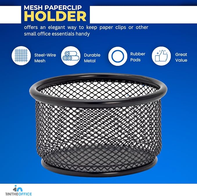 1InTheOffice Mesh Paper Clip Holder For desk, Paperclip Holder (2 Pack)