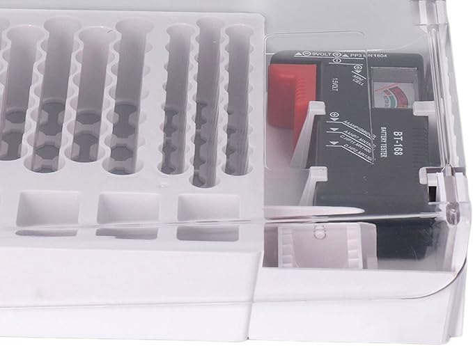 Battery Organizer Storage Box, with Capacity Test Instrument Soft Padding Battery Storage Case Holder