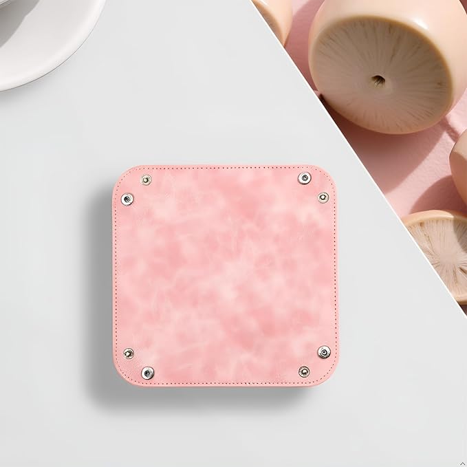 siduater Valet Tray Desktop Storage Organizer – Vegan Leather Catchall Bedside Vanity Tray Nightstand Caddy Holder for Remote Controller, Watch, Keys, Phone, Wallet, Coin, Jewelry, Stone Pink